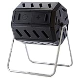 FCMP Outdoor IM4000 Dual Chamber Tumbling Composter (Black) Canadian-Made, 100% Recycled Resin - Outdoor Rotating Compost Tumbler Bin for Garden, Kitchen, and Yard Waste