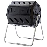 FCMP Outdoor IM4000 Dual Chamber Tumbling Composter Canadian-Made, 100% Recycled Resin - Outdoor Rotating Compost Tumbler Bin for Garden, Kitchen, and Yard Waste, Black (37 Gallon)