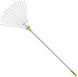 63 Inch Adjustable Garden Leaf Rake - Expanding Metal Rake - Adjustable Folding Head from 7 Inch to 22 Inch. Ideal Camp Rake