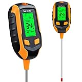 4-in-1 Soil Moisture Meter ,Digital Plant Temperature/Soil Moisture/PH Meter/Sunlight Intensity/Environment Humidity Backlight LCD display Soil Test Meter for Gardening, Farming,and Outdoor Plants