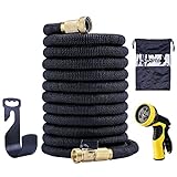Garden Hose,50FT Garden Hose Expandable,Spray Nozzle with 9 Funtions,Extra Strength Fabric 5000D, High temperature Latex and Solid Brass Connector