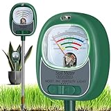 AiGerdinn 4-in-1 Soil Test Kit, Soil Moisture Meter/Light/Fertility/Soil pH Meter for Gardening, No Need Battery Soil Plant Hygrometer Soil Tester for Indoor&Outdoor Garden,Farm,Lawn -GrassGreen